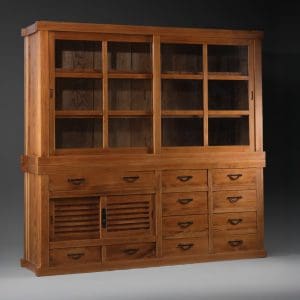 Wide cabinet made from hinoki cypress wood
