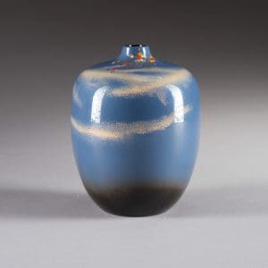 Blue lacquered flower vase