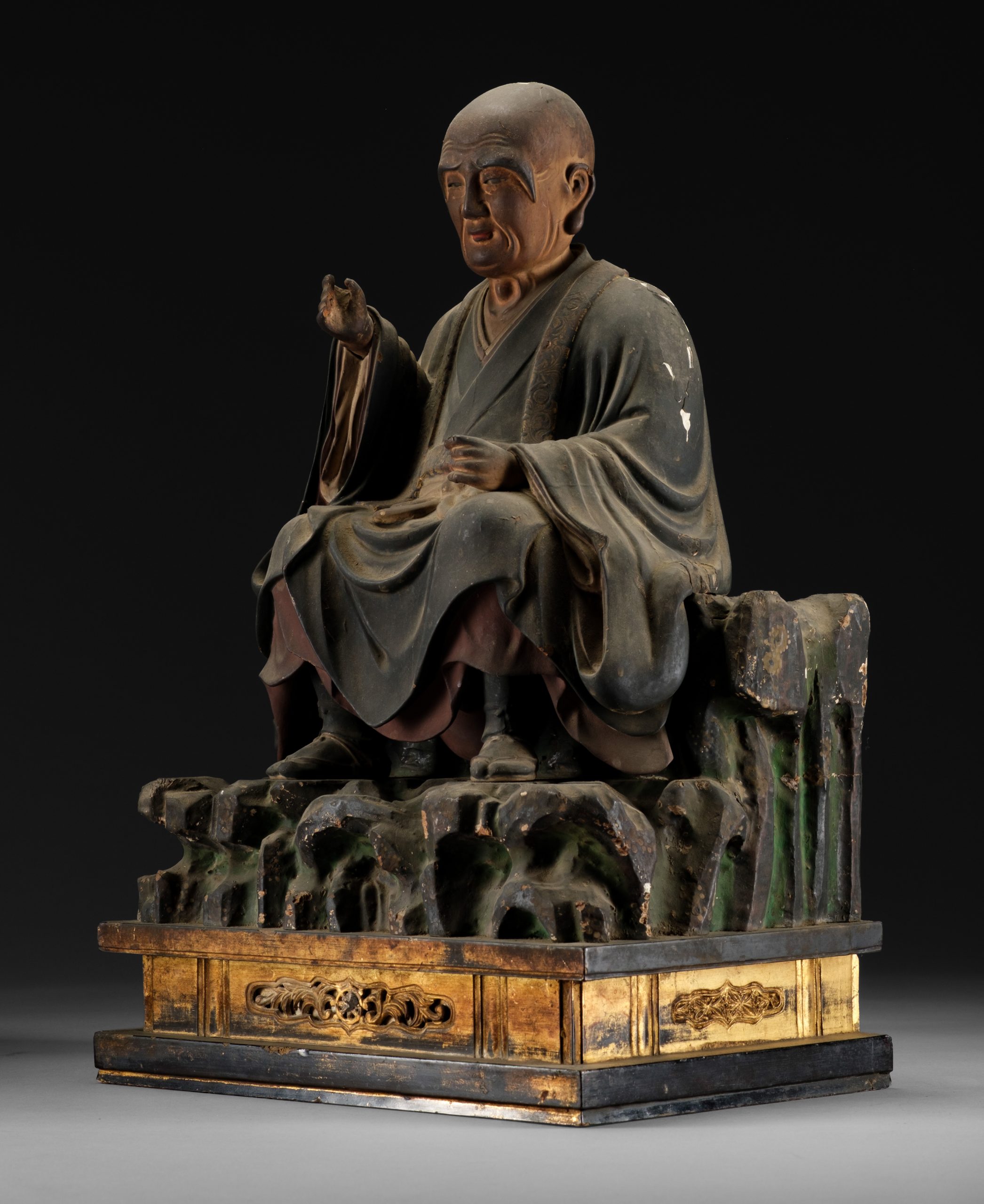 Figure of seated Rakan 羅漢 (arhat) - Image 3