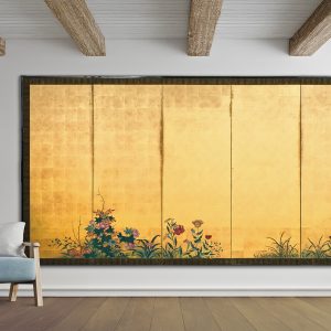 Superb tall six-panel byôbu flowering autumn plants