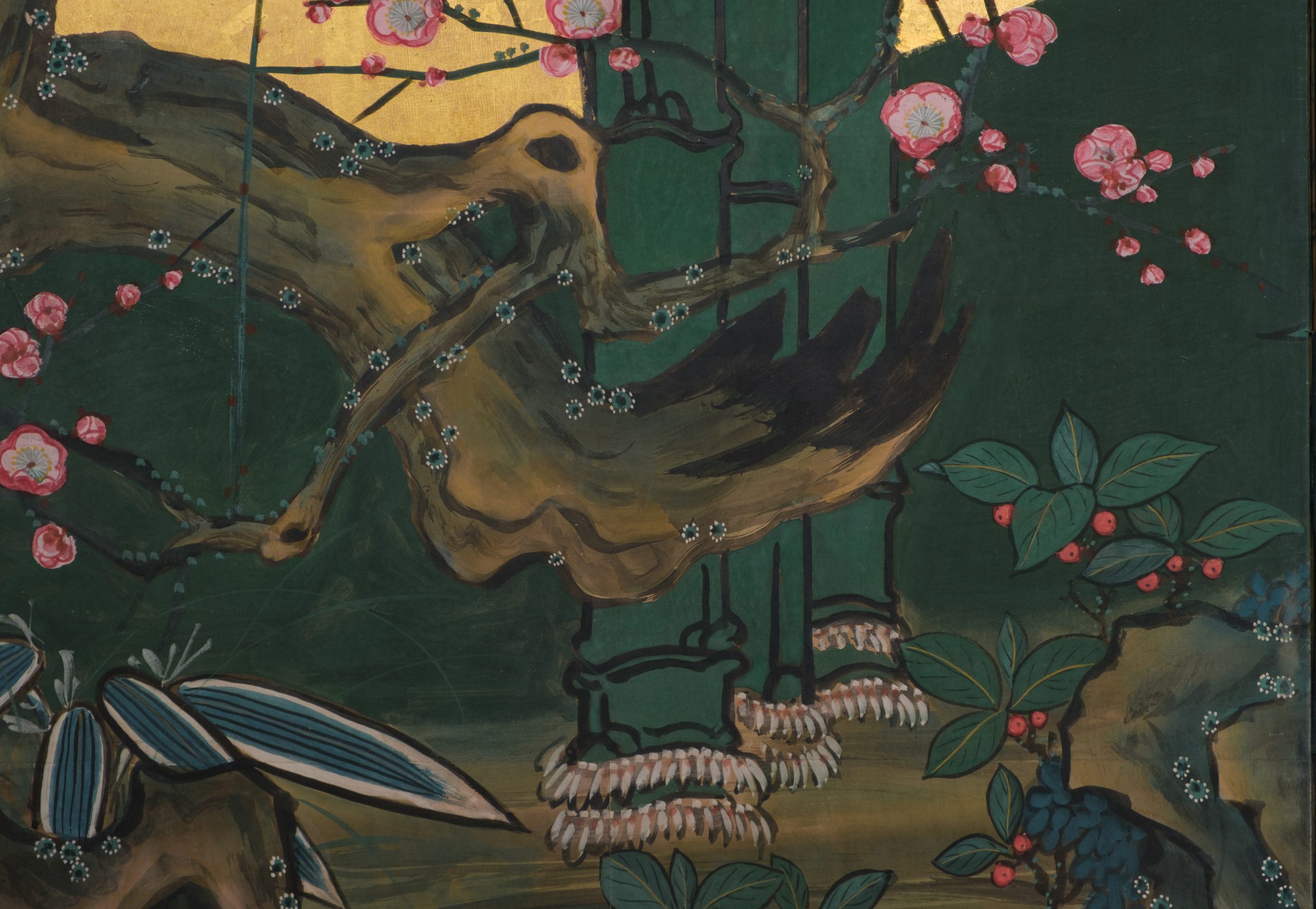Tall 6-panel screen with spring landscape - Image 5