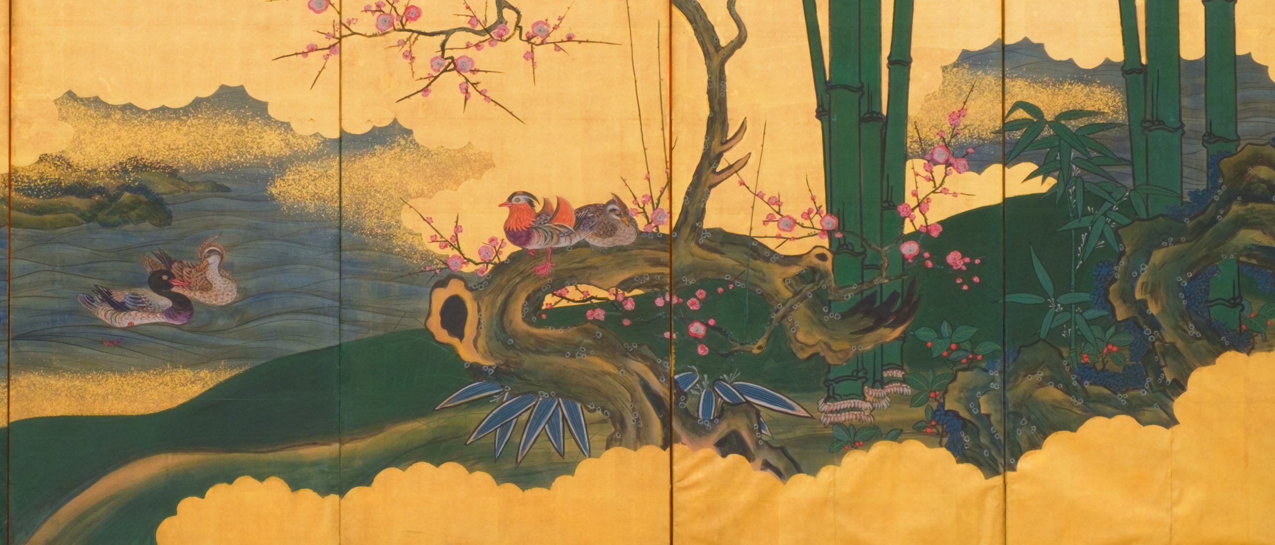 Tall 6-panel screen with spring landscape - Image 11