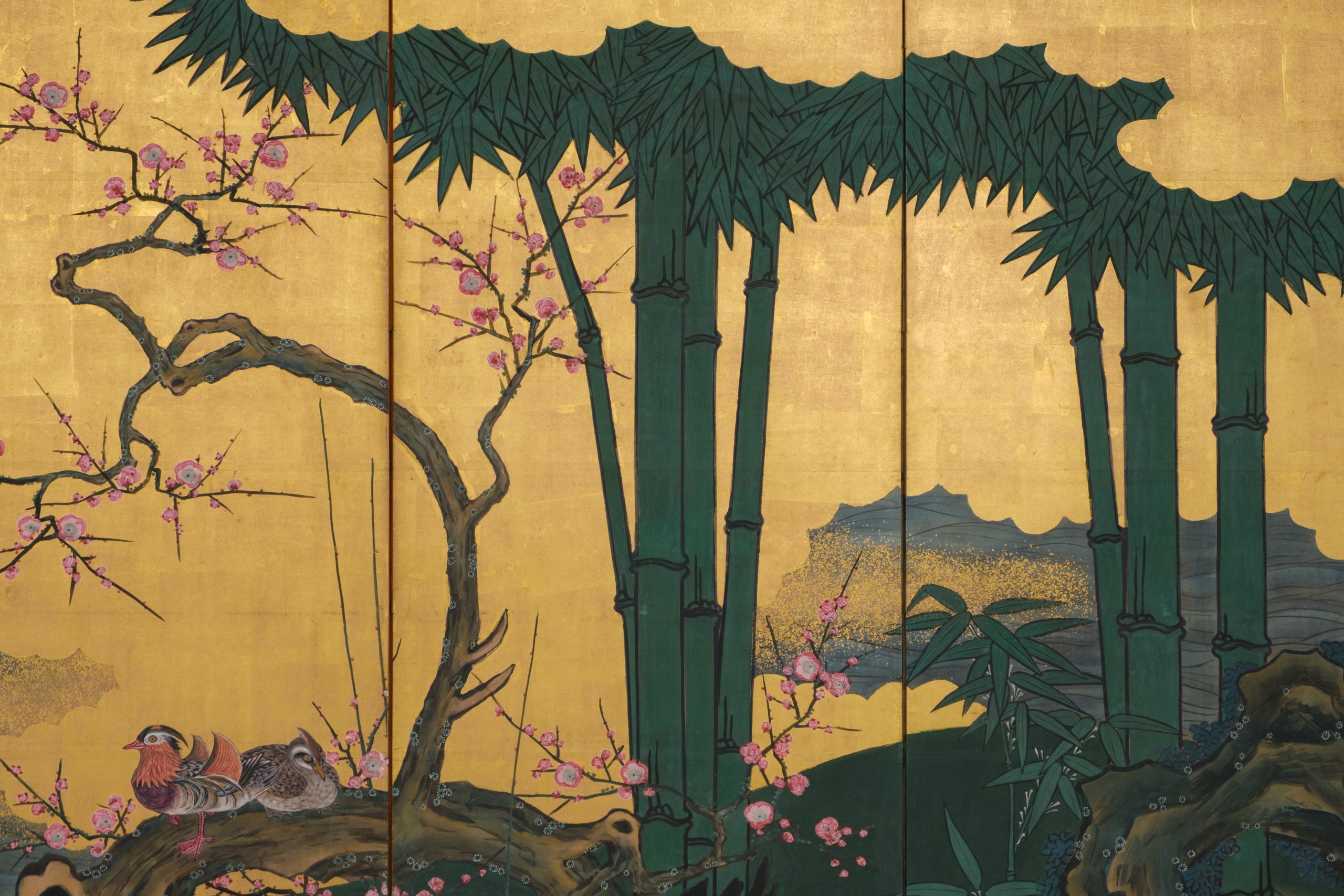 Tall 6-panel screen with spring landscape - Image 10