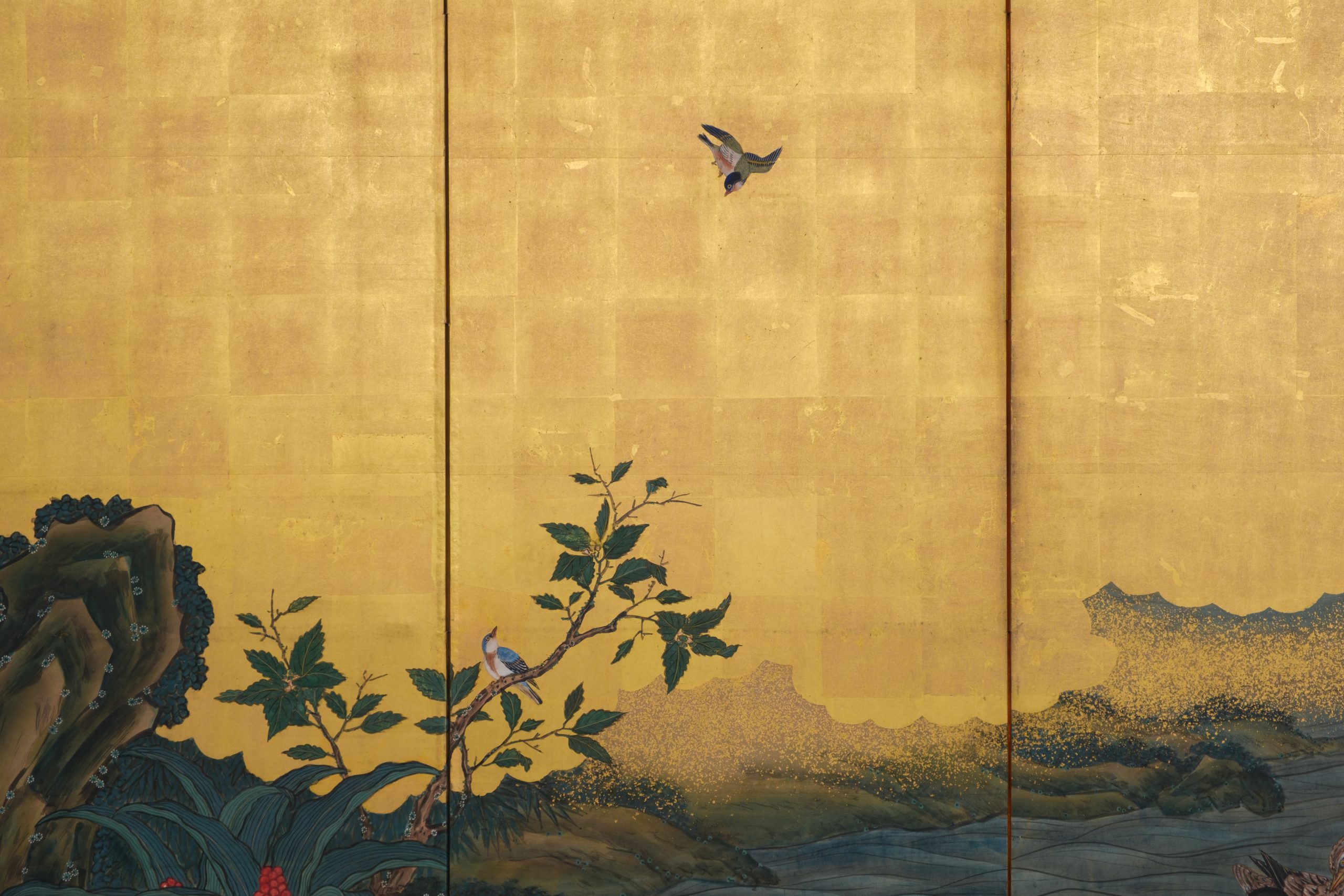 Tall 6-panel screen with spring landscape - Image 9