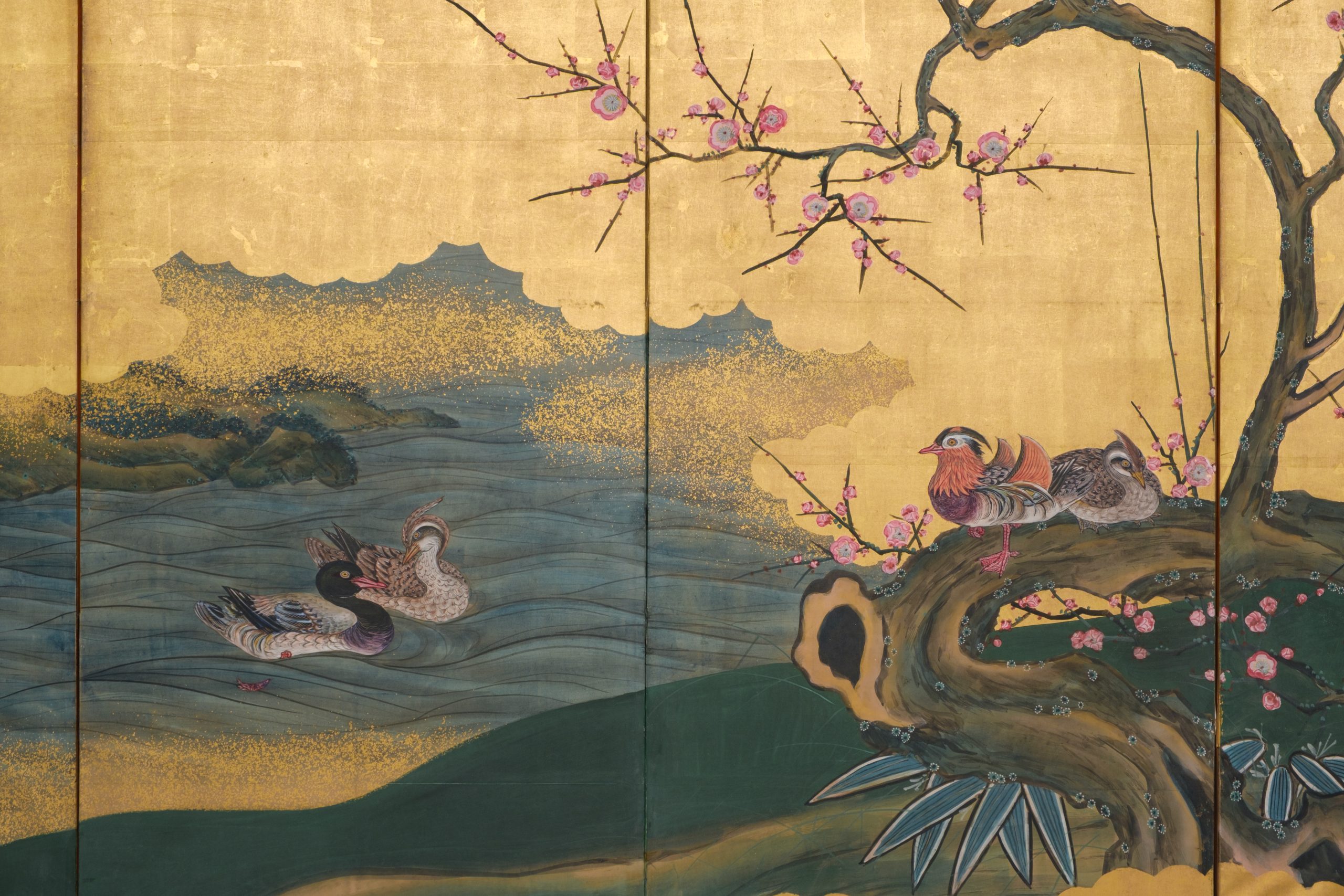 Tall 6-panel screen with spring landscape - Image 8