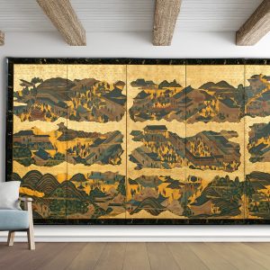 Tall 6-panel byôbu with Kyôto scenes