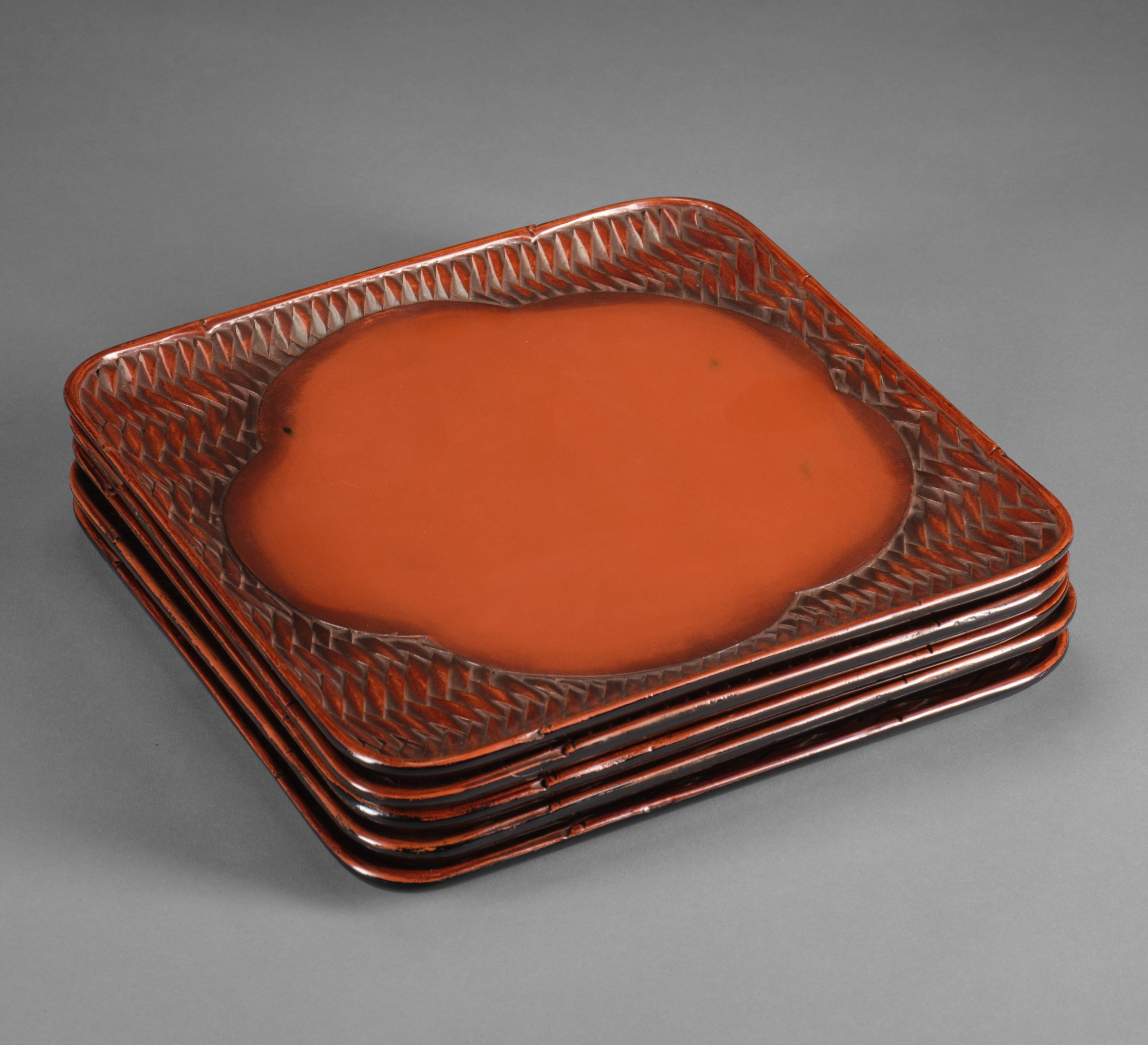 Takaoka lacquer serving trays 5 pcs