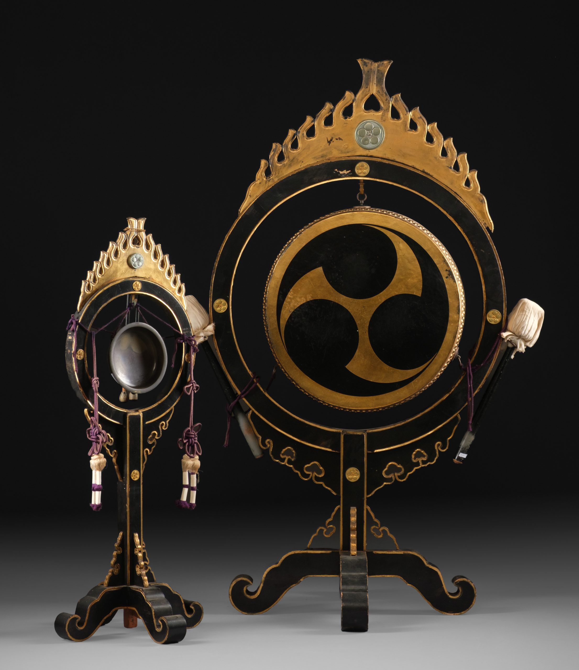 Pair of Japanese hanging court instruments
