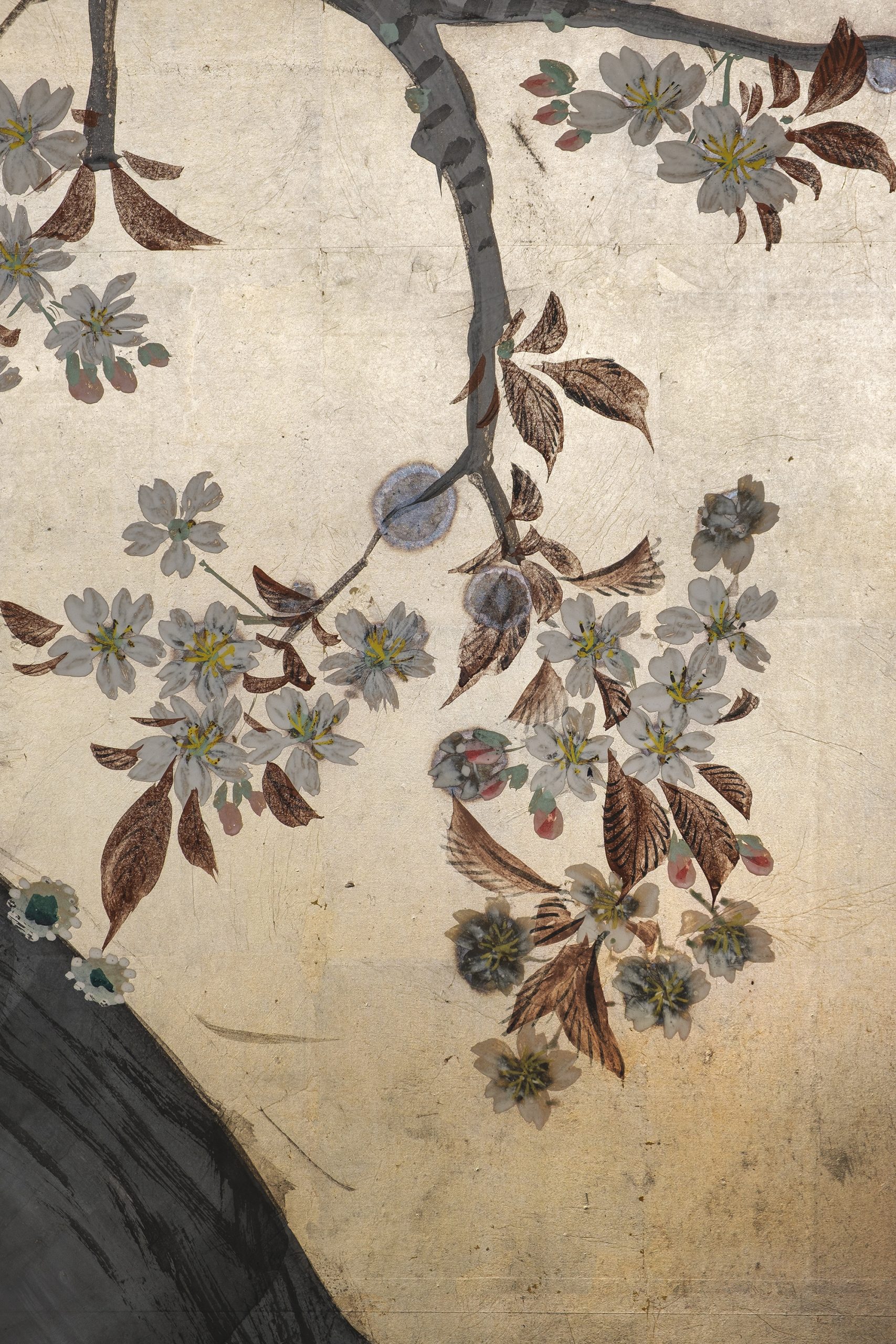 Superb folding screen spring garden on silver leaf - Image 10