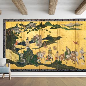 Special  folding screen depicting Chinese historical legends and Japanese courtly scenes