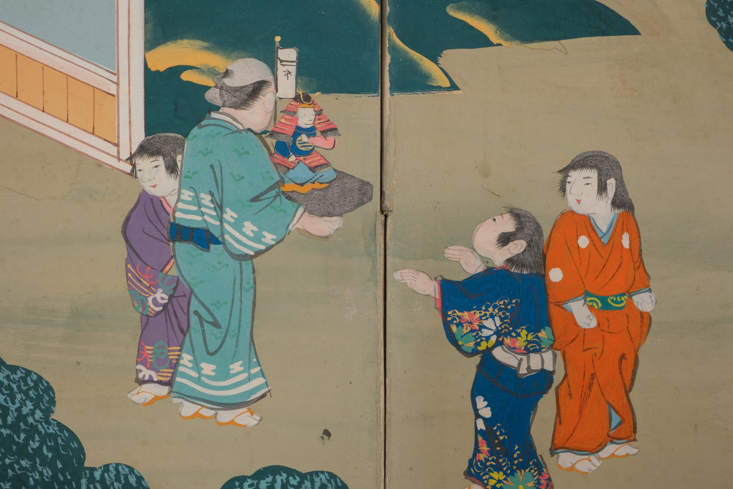 Six-panel folding screen daily life in Edo-period - Image 10
