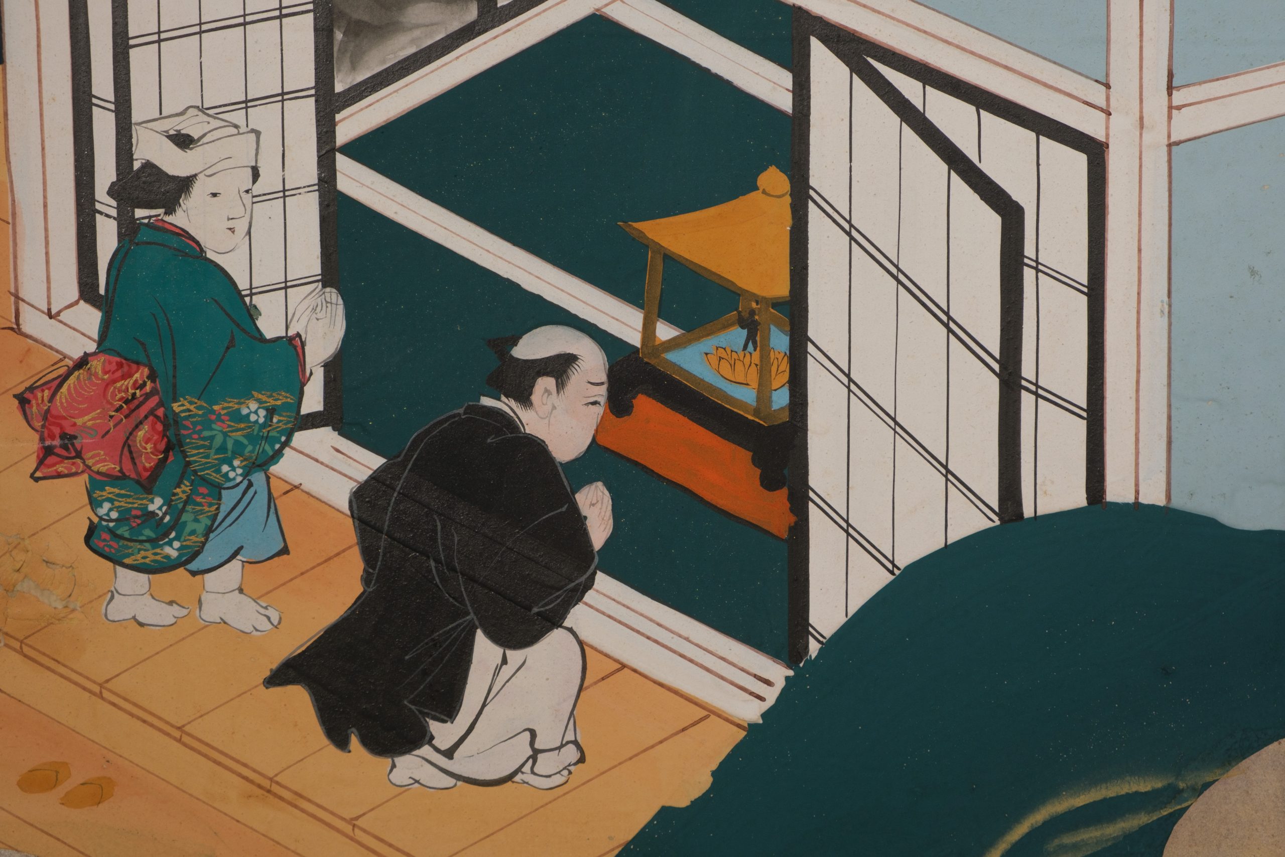 Six-panel folding screen daily life in Edo-period - Image 11