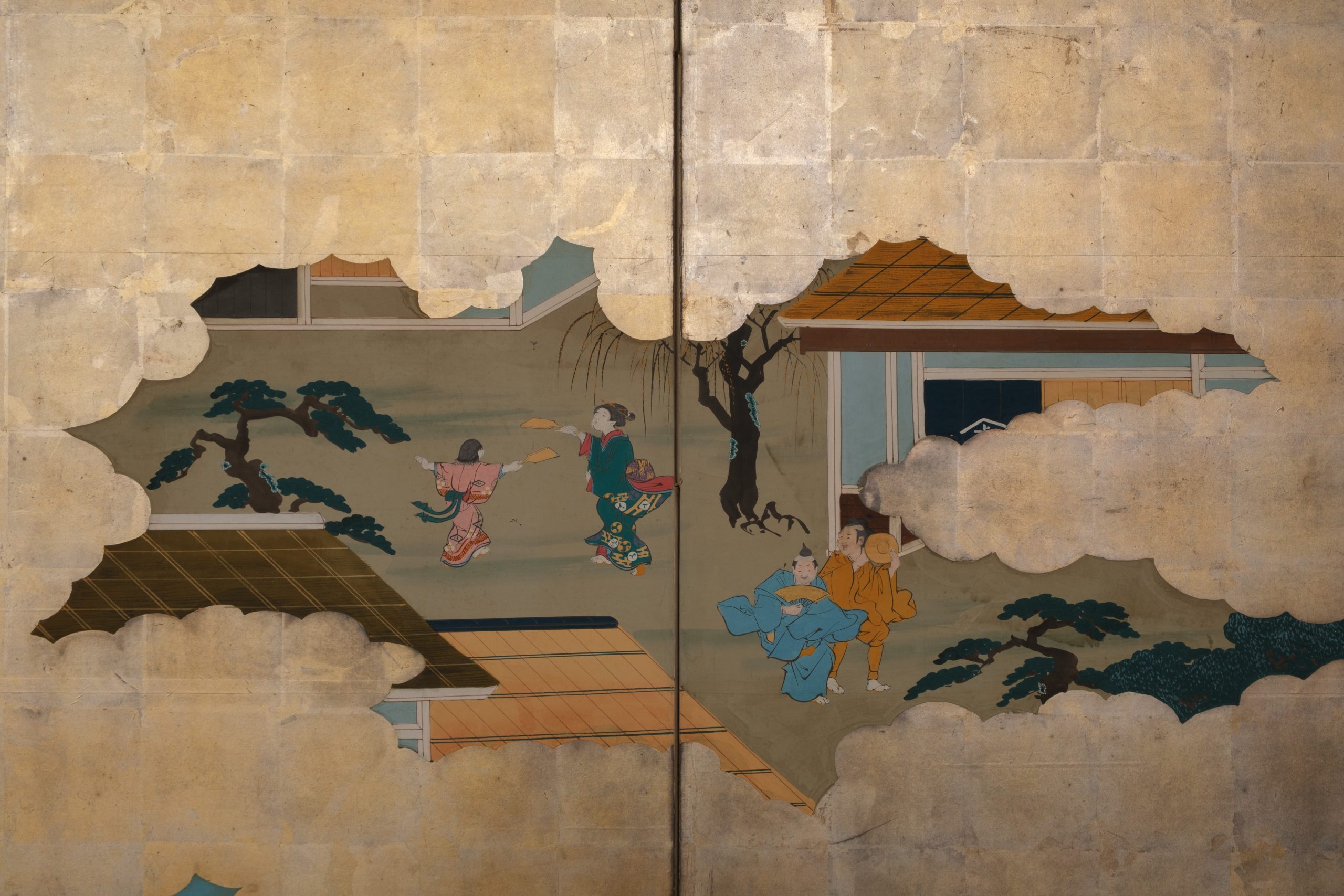 Six-panel folding screen daily life in Edo-period - Image 3