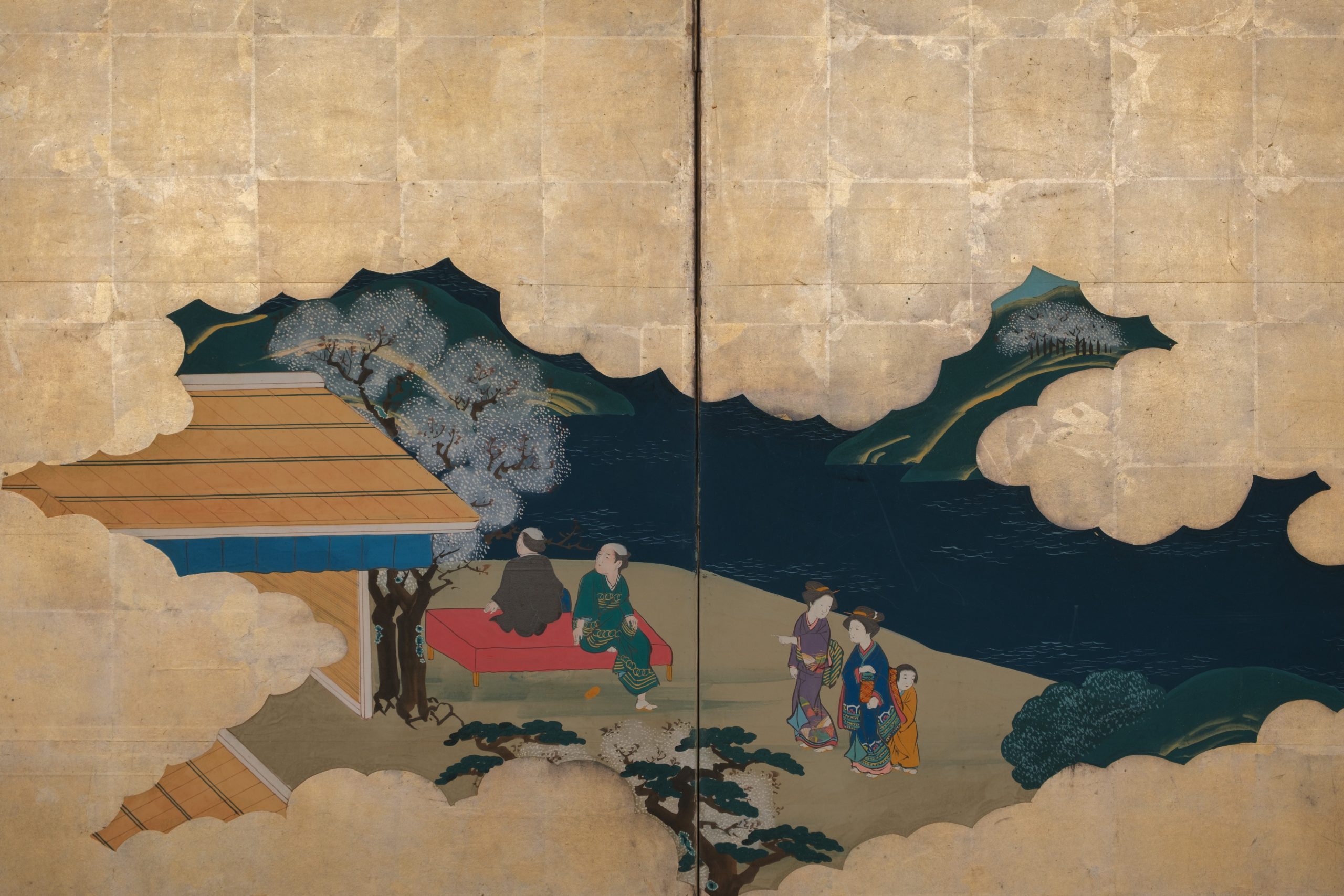 Six-panel folding screen daily life in Edo-period - Image 6