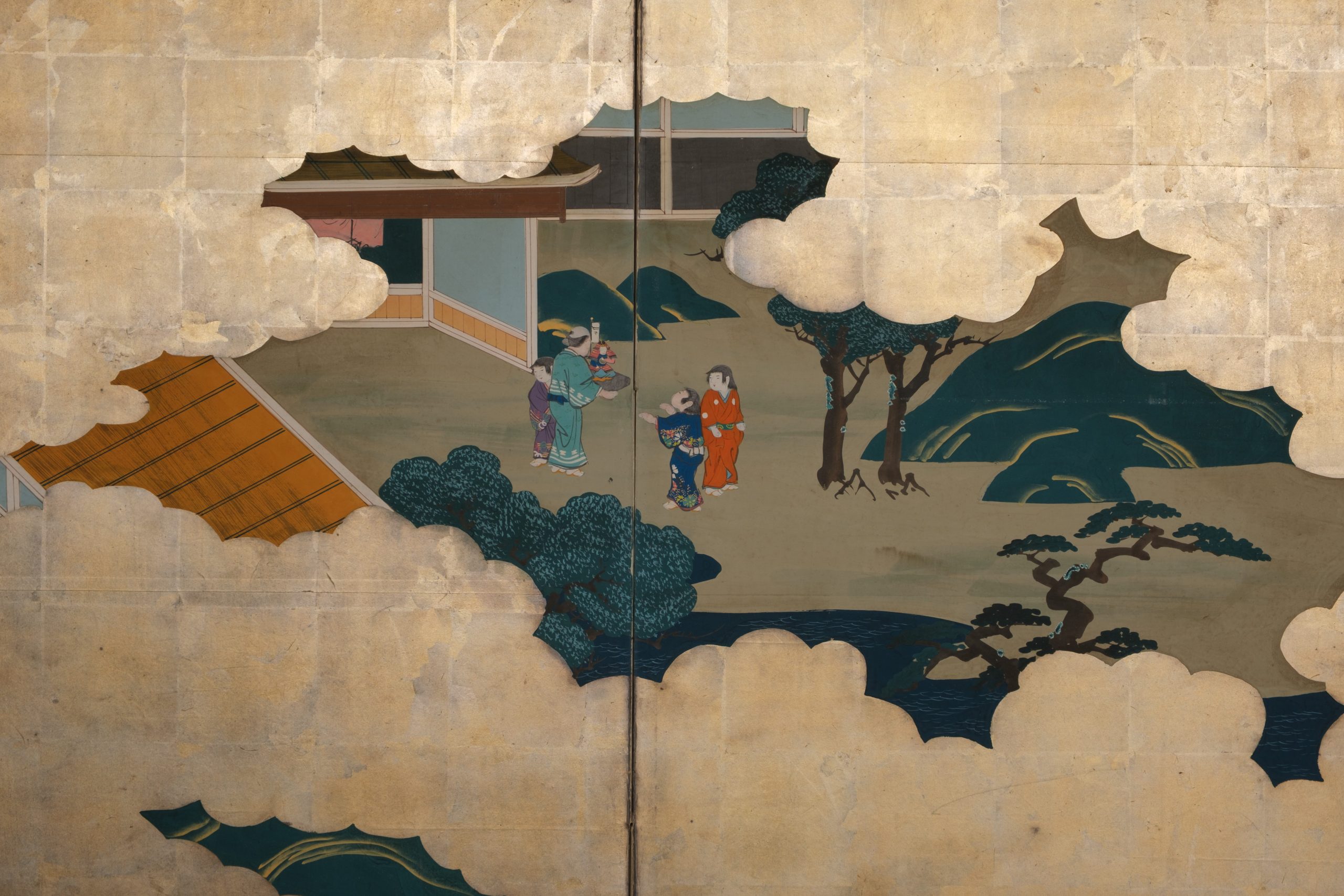 Six-panel folding screen daily life in Edo-period - Image 7