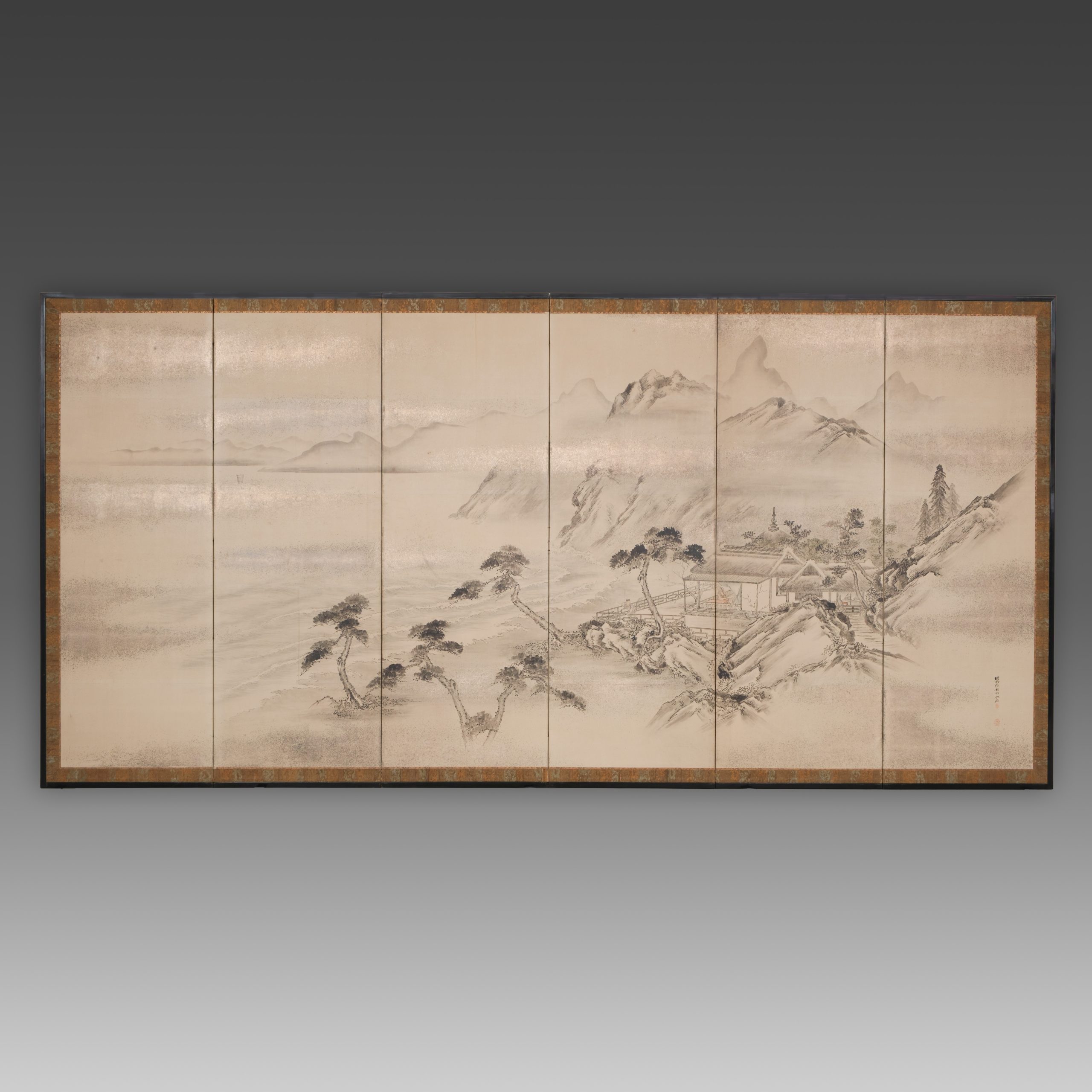 Screen waterside landscape by Kanô Eigaku 狩野永岳 (1790–1867) - Image 2
