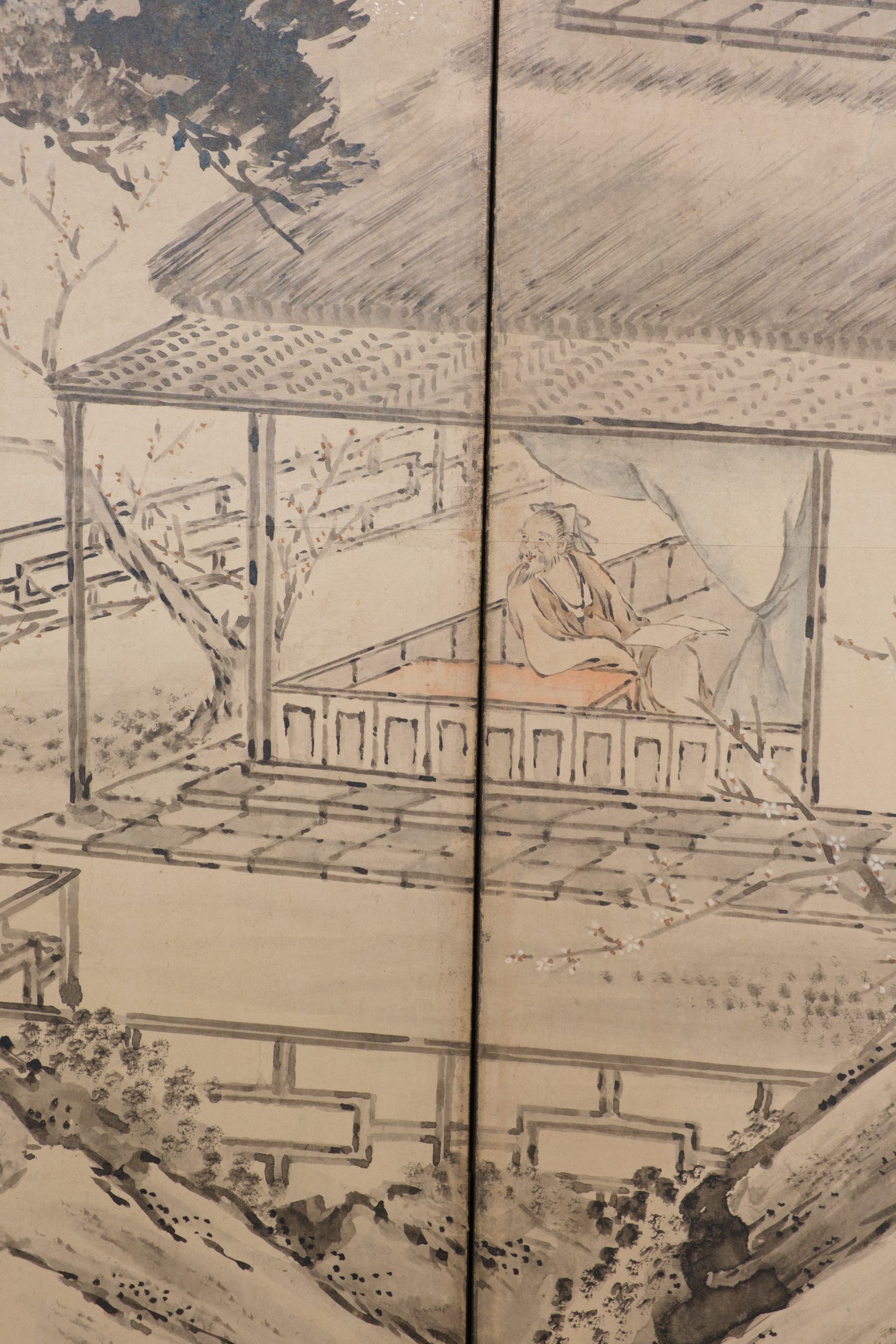 Screen waterside landscape by Kanô Eigaku 狩野永岳 (1790–1867) - Image 13