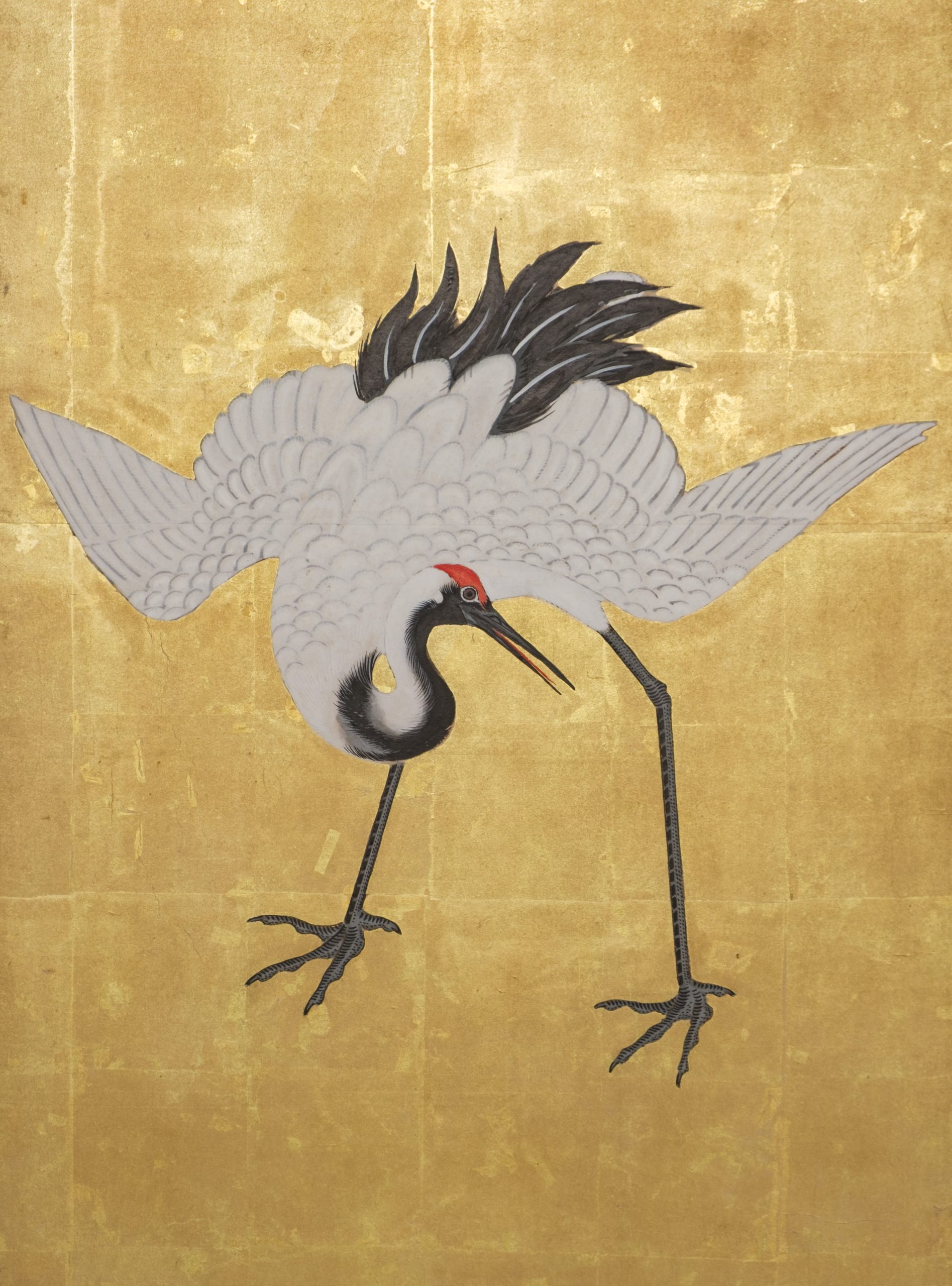 Tall screen cranes on gold leaf - Image 5