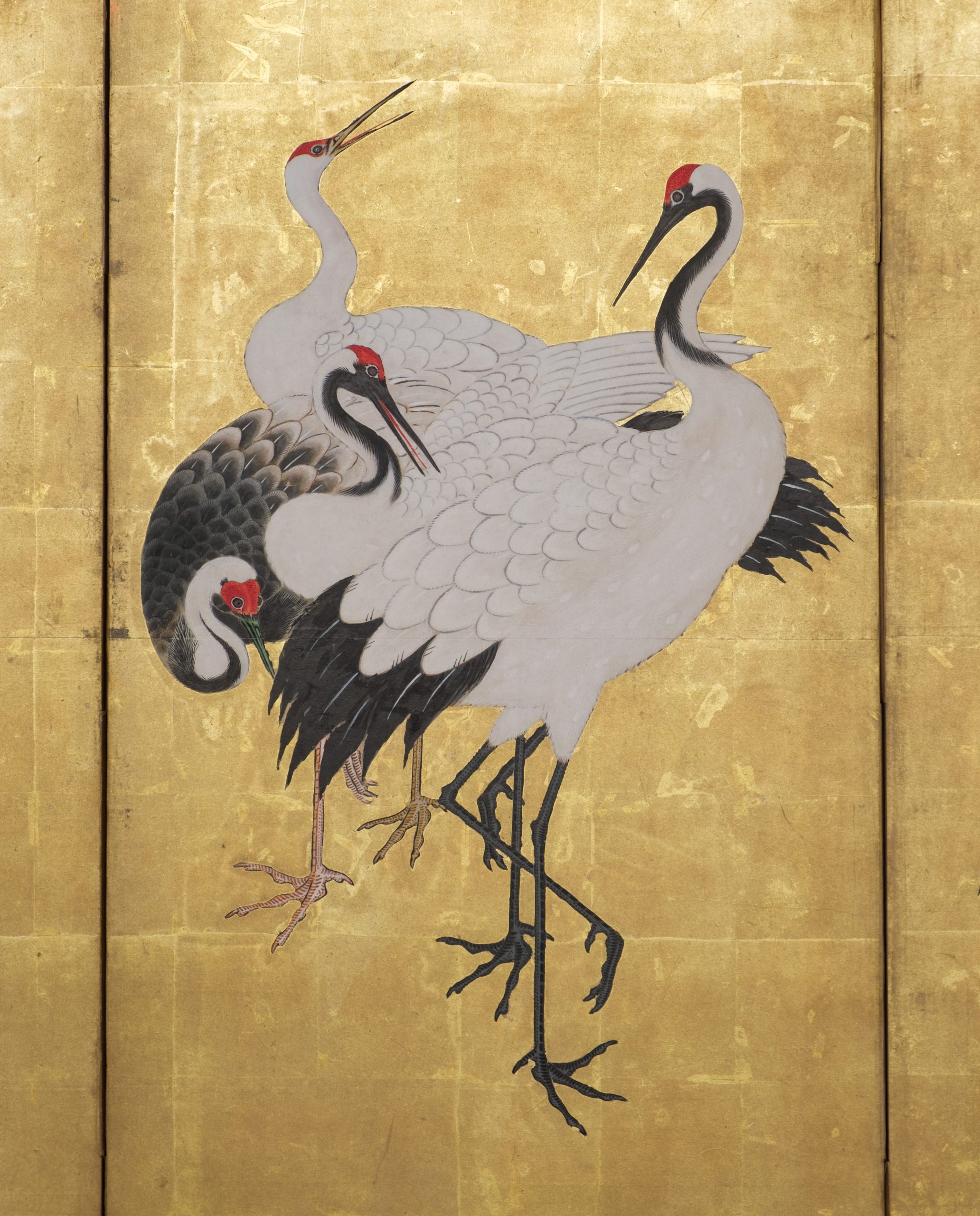 Tall screen cranes on gold leaf - Image 7