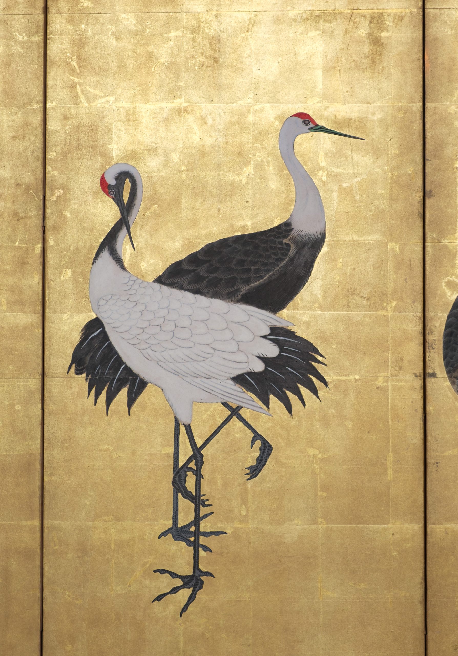 Tall screen cranes on gold leaf - Image 8