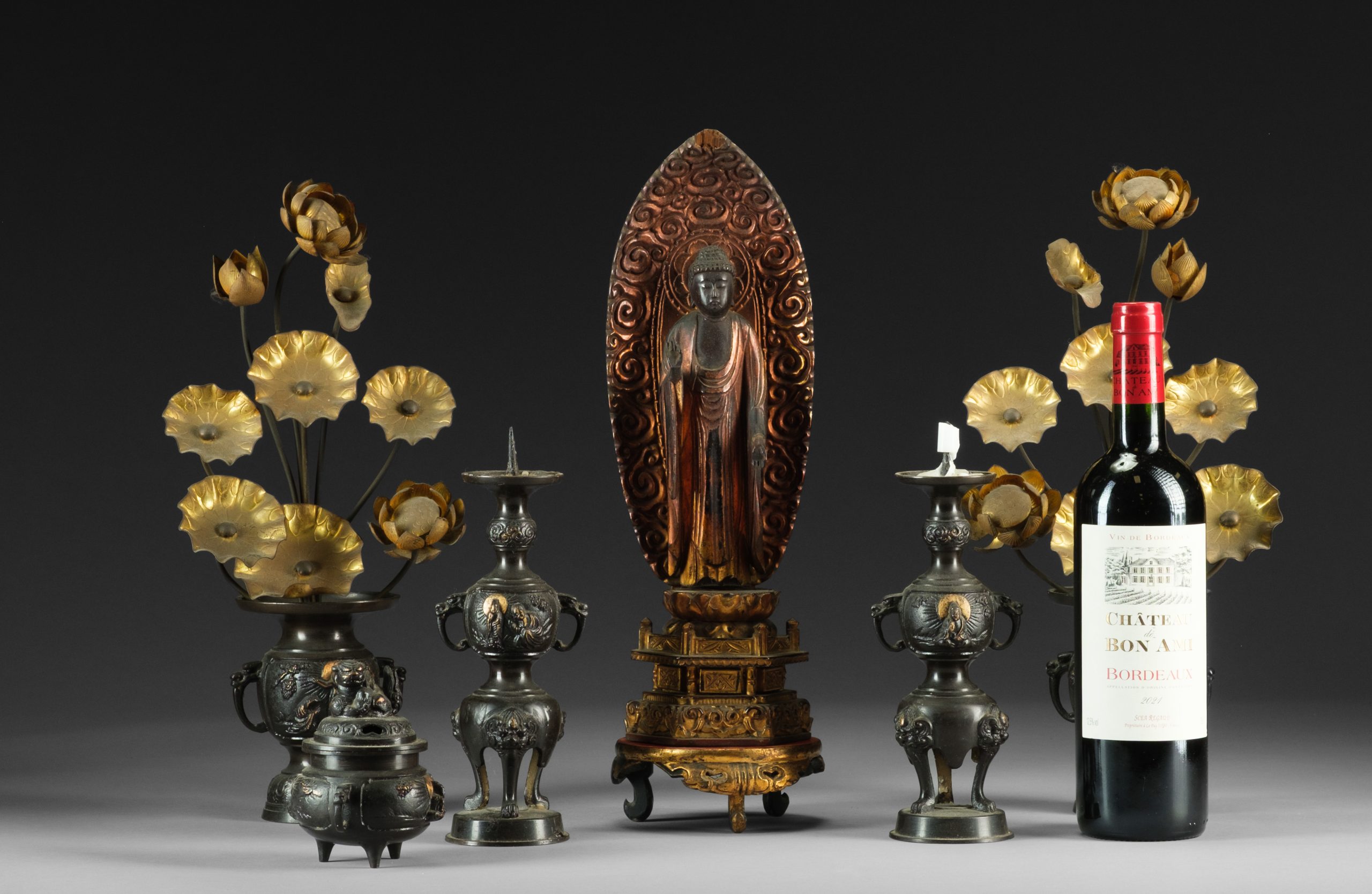 6-piece Japanese Buddhist altar set - Image 2