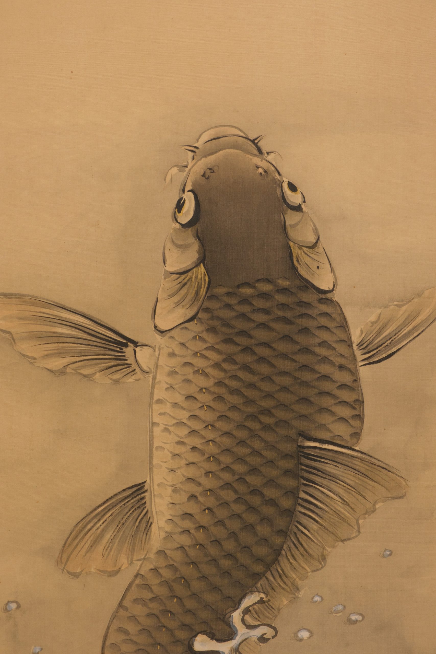 Hanging scroll of leaping koi - Image 4